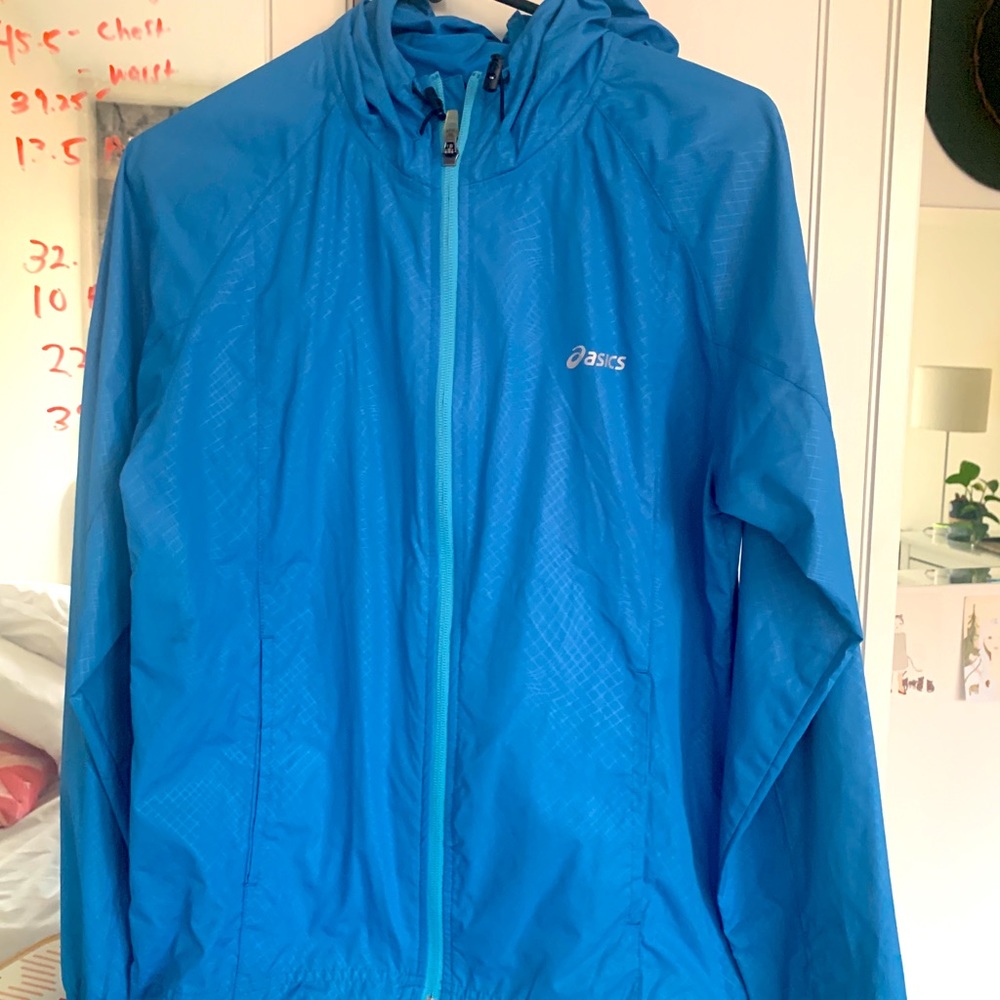 Blue ASICS rain jacket